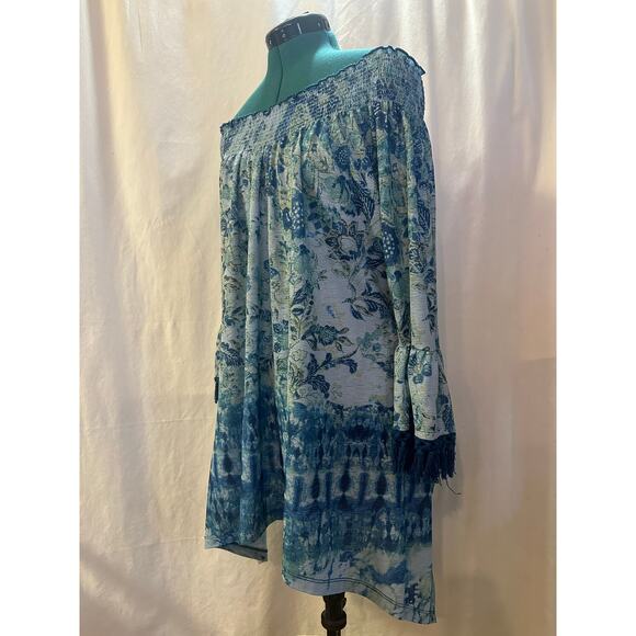 OneWorld Smocked Floral Tunic Top – Size L - Picture 8 of 8